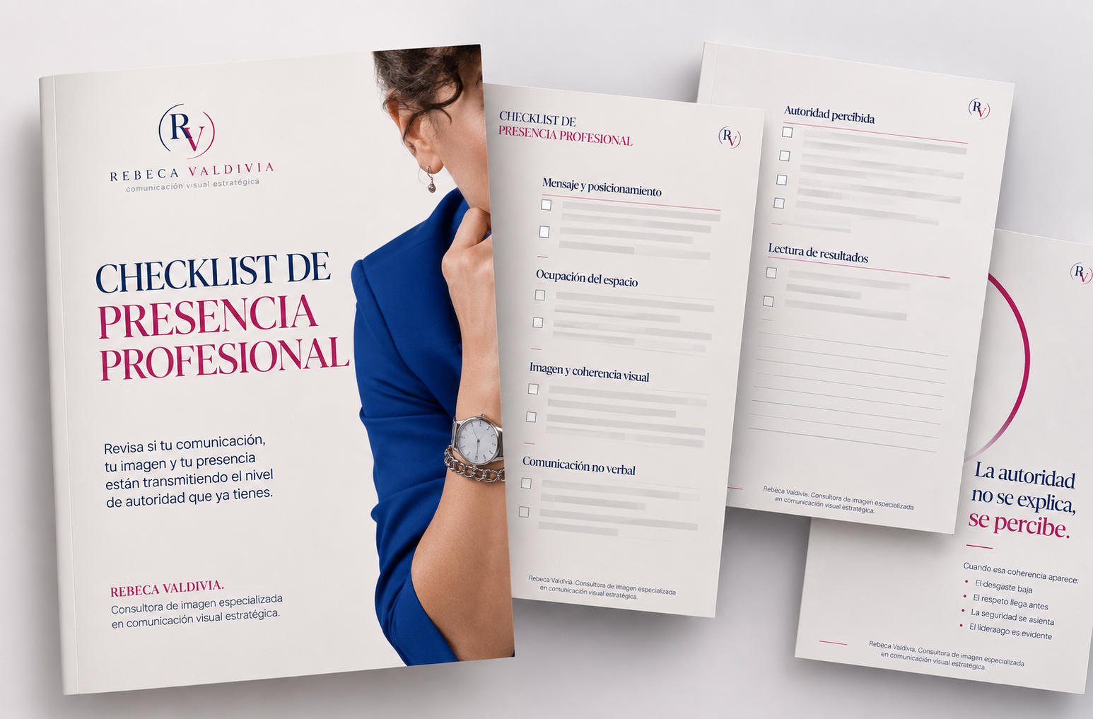 Checklist de Presencia Ejecutiva de Rebeca Valdivia: portada y páginas interiores